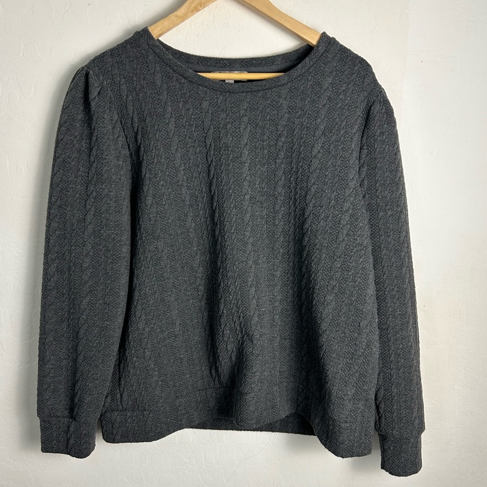 Charcoal Cable Knit Crewneck Sweater